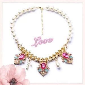 Designer Quality Crystal and Sim Pearl Necklace